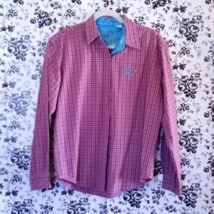 Wrangler Twenty X pink button down shirt